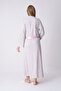 Maternity Nightgown and Dressing Gown Set – Maternity Nightgown Set, Crew Neck Striped Patterned Cotton Viscose - 3