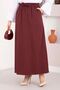 Pocket Detailed Elastic Waist Skirt Burgundy - 2