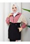 Women's 3-Piece Tracksuit Set Two-Thread Cotton N-05497 _ Black-Pink - 3