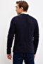 Men's Navy Blue V-Neck Basic Knitwear Sweater 50210287-Vr033 - 3