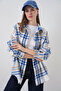 Women's Plaid Pattern Oversize Lumberjack Shirt 1365 - A.Ecru - 4