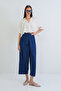 Navy Blue Sofia Linen Double-Breasted Tie-Up High Waist Hidden Zipper Trousers Alc-X15301 - 4