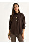 Women's Brown Gold Button Accessory Poplin Shirt 7508 60283943