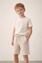 Boy's Premium Urban Bermuda Shorts with Cross Panels – Sand Beige - 2