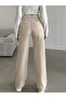 HIGH-WAIST BEIGE LINEN WIDE-LEG FULL-FIT PANTS - 3