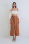 Cinnamon Sofia Linen Double Breasted Tie High Waist Hidden Zipper Trousers Alc-X15301 - 2