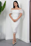 Square Neck Balloon Sleeve Beaded Lace Dress Bal168 - 5