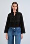 Acı Kahve Hakim Collar Lace Detailed Dobby Crop Shirt Alc-X15370 - 3