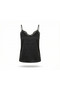 Women's Black Lace Strap Ribbed Fabric Athlete Blouse - 6