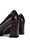 Women's Brown Patent Leather Heeled Shoes - 5