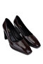 Women's Brown Patent Leather Heeled Shoes - 3