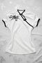 White Chinese Collar Floral Motif White Striped Vintage Y2K Short Sleeve Crop