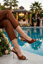 Copper Satin Suede Women's Thin Heeled Shoes 618512 Z - 2