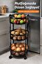 Black Folding Metal Cart with Wheels 🧅   Potato Onion Bowl 🥔   3-Tier Practical Basket Fruit and Vegetable Holder - 3