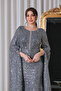 فستان سهرة من لارا lara فضي مرصع بالترتر بتصميم كاب ملكي - 6