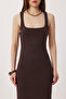 Thick Strap Slit Knitted Dress Lmc0092 Brown - 5