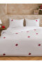 Strawberry Embroidered 100% Cotton Double Duvet Cover Set