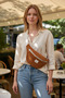 Velvet Waist Bag with Leopard Lining Detail - 3