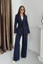 Women's Jacket Pants Set Waist Tie Detailed Blazer Jacket Wide Leg Pants Suit