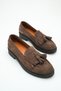 Tasseled Brown Suede Genuine Leather Women's Loafer Shoes Daily Classic Tassel Detailed Shoes - 2