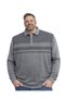 Men's Large Size Gray Polo Collar Striped Zippered Knitwear Sweater 3Xl-4Xl-5Xl-6Xl