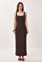 Thick Strap Slit Knitted Dress Lmc0092 Brown - 3