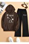 Unisex Hip-Hop Tupac Printed Hooded Wide Leg Baggy Tracksuit Set Bottom Top