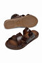 Women's Tan Comfortable Thermo Sole Buckle Cross-Strap Slippers - 5