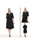 Round Neck Buckle and Pocket Detailed Straight Cut Midi Dress Ets7290 - 5