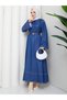 Belt Detailed Denim Jeans Hijab Dress Rc6036 - 5