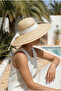 Women's Straw Beach Hat with Wide Brim and Ribbon, Adjustable Summer Sun Hat, Hijab Compatible - 2