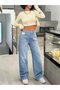 Women's Light Blue Low Waist Wide Leg Jean Pants — Comfortable Fit Casual Denim - 3