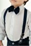 Baby Boy Bow Tie Suspender Suit with Navy Blue Trousers Special Occasion Stylish Combination Set - 3