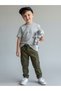 Boys' Soft Textured Trousers with Elastic Waist and Cargo Pockets - 4