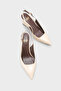 Women's Pointed Toe Open Back Wedge Heels Viviens Beige Crocodile - 5