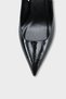 Women's Pointed Toe Open Back Wedge Heels Viviens Black Crocodile - 4