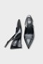 Women's Pointed Toe Open Back Wedge Heels Viviens Black Crocodile - 3