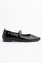 Women's Black Patent Leather Gold Detailed Helmeted Ballerinas - 4