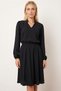 Women's Black V-Neck Elastic Waist Flared Dress Arm-26K001094 - 3