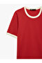 Short Sleeve Ribbed Cotton T-Shirt with Crew Neck and Slim Fit - 5