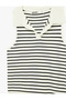 Regular Fit Polo Neck Sleeveless Striped Knitwear Blouse - 5