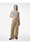Regular Fit Polo Neck Sleeveless Striped Knitwear Blouse
