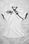 China Vintage Style Mandarin Collar Stripe Detail Floral Y2K Short Sleeve Blouse