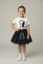 Girl's White Short Sleeve Ataturk T-Shirt Black Tutu Skirt Set April 23Rd Show Outfit - 2
