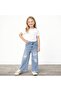 Girl's Light Blue Ripped Detailed Wide Leg Jeans