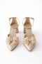 Satin Bridal Shoes Tulle Bow Thick Heeled Evening Dress Shoes - 4