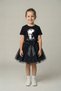 Girl's Black Short Sleeve Ataturk T-Shirt Black Tutu Skirt Set April 23Rd Show Outfit