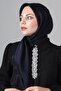 Dark Navy Como Satin Scarf - 3