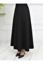 Women's Black Bell Cut Long Skirt with Elastic Waist - 4
