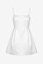 Women's Ecru Thin Straps Mini Satin Graduation Evening Dress - 5